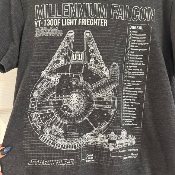 Old Navy Star Wars Millennium Falcon Graphic T Shirt Gray Size S - Picture 6 of 6